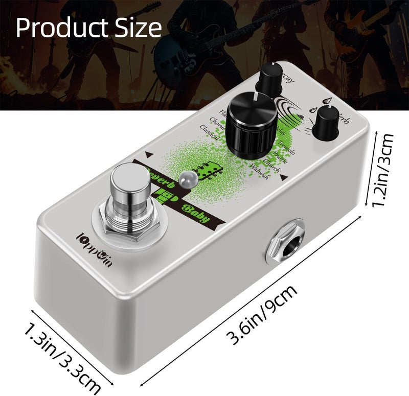 IOppWin Guitar Digital Reverb Pedal: 9 Reverb Modes (Classical, Flanger, Distortion, Single Delay, Tremolo, Prairie, Church, Wahwah, Chorus) for Enhanced Guitar Sound in Diverse Music Styles - Image 2